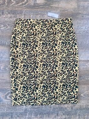 J. Crew  Pencil Leopard Animal Print  Skirt - Beige /Black